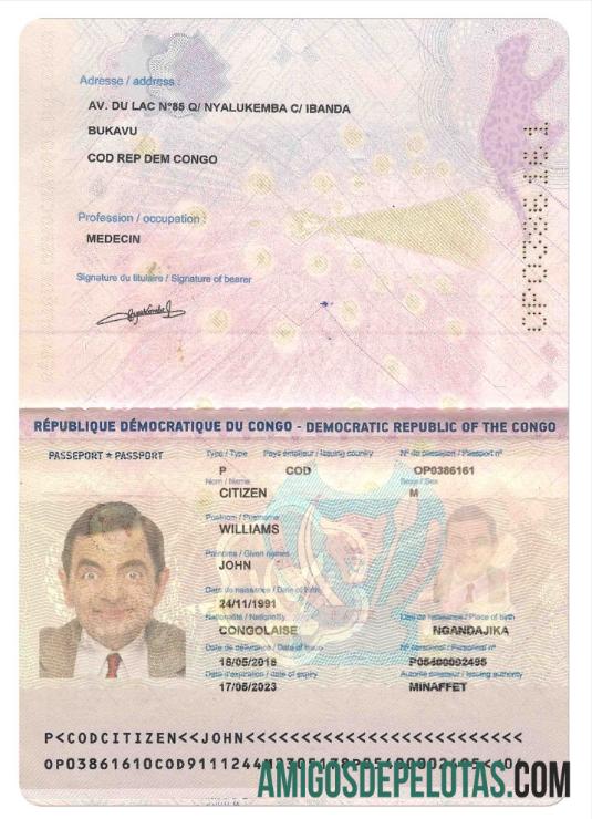 Passe do Congo (presente em 2015) exemplo real